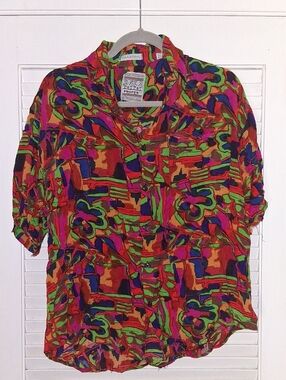 Propper Vintage Abstract Print Button Down Shirt Large